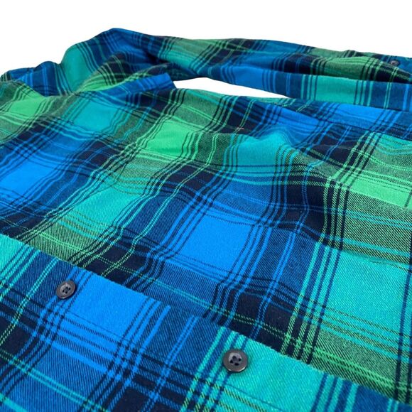 Upcycled Flannel Shirt Womens Medium Shacket Jeep Green Plaid Mechanic Off Road - Picture 10 of 16